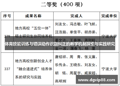 体育技能训练与错误动作识别纠正的教学机制探索与实践研究